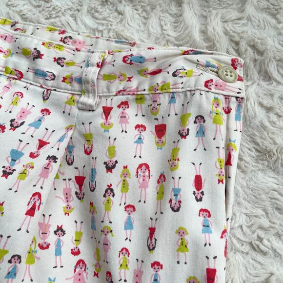 Vintage 80s 90s Banana Republic girl doll print trouser pants high rise cotton L - Picture 7 of 15